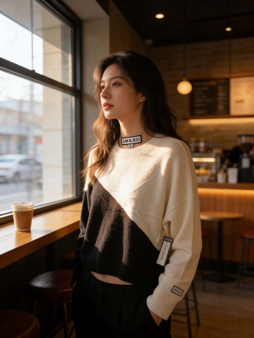 Sam & Jess Colorblock Crewneck Sweater Size XL
